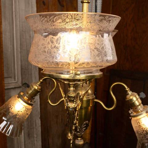 #53468 Antique Gas & Electric Chandelier Light image 4