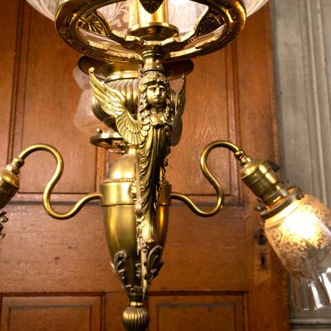 #53468 Antique Gas & Electric Chandelier Light image 3