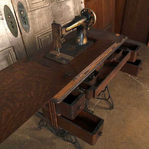 #53479 Antique Singer Sewing Machine & Stand image 7