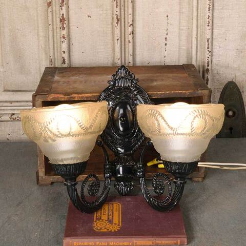 Salvaged 2 Bulb Wall Sconce Light Fixture