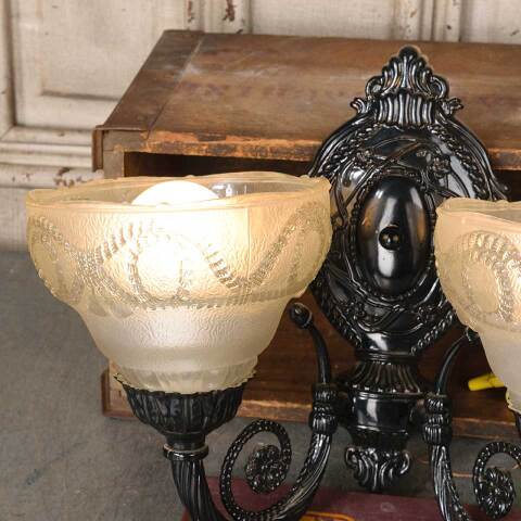 #53486 Salvaged 2 Bulb Wall Sconce Light Fixture image 2