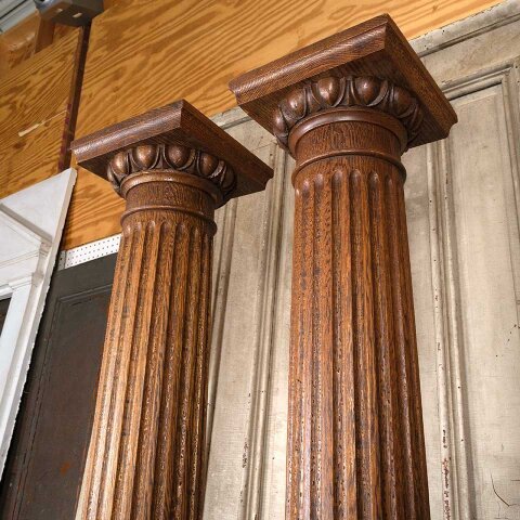 #53495 84" Salvaged Antique Interior Oak Columns image 3