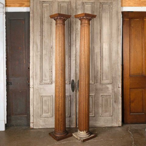 #53495 84" Salvaged Antique Interior Oak Columns image 7