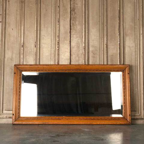 #53599 Antique Wood Framed Beveled Glass Mirror image 5