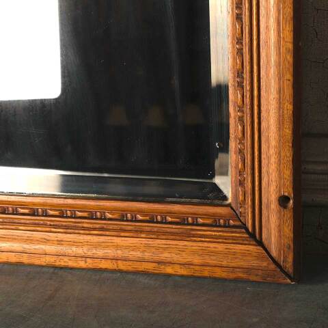 #53599 Antique Wood Framed Beveled Glass Mirror image 7