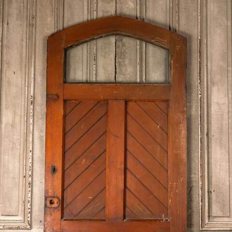 #53636 31x83 Antique Pointed Arch Wood Entry Door image 2