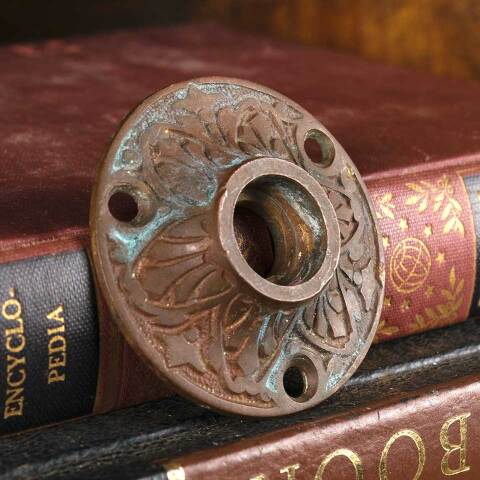 #53674 Antique Ornate Bronze Doorknob Rosette image 3
