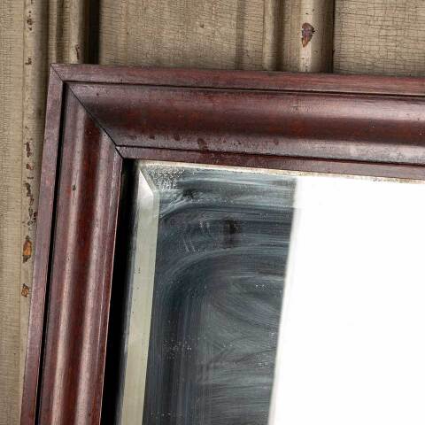 #53782 Antique Wood Framed Beveled Glass Mirror image 2