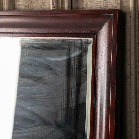 #53782 Antique Wood Framed Beveled Glass Mirror image 3