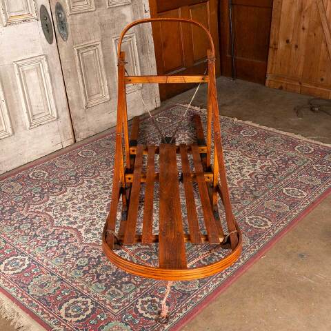 #53806 Vintage Oak Wood Dog Sled Sleigh image 2