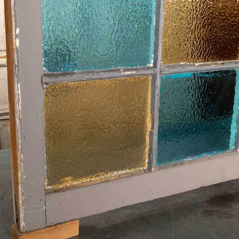 #53809 34x40 Antique 12 Lite Colored Glass Window image 6