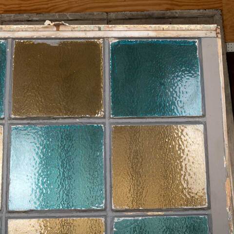 #53809 34x40 Antique 12 Lite Colored Glass Window image 7