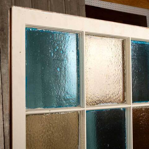 #53810 27x34 Antique 9 Lite Colored Glass Window image 2