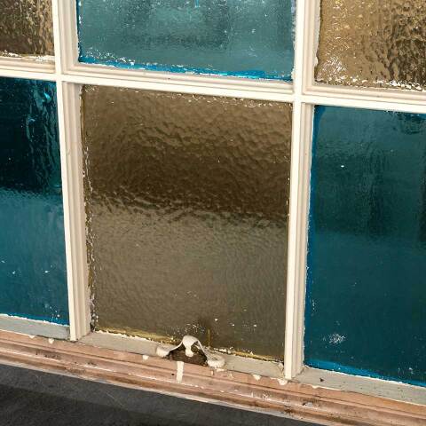 #53810 27x34 Antique 9 Lite Colored Glass Window image 3