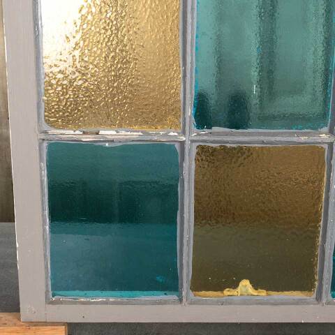 #53810 27x34 Antique 9 Lite Colored Glass Window image 6