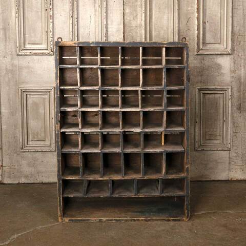 #53982 Antique Wall Hung Wood Cubby Cabinet Unit image 2