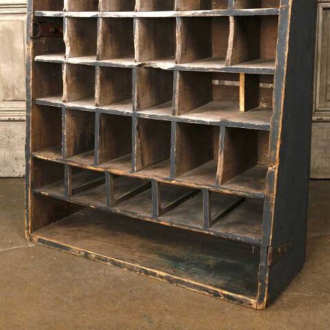 #53982 Antique Wall Hung Wood Cubby Cabinet Unit image 4