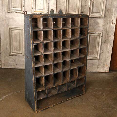 #53982 Antique Wall Hung Wood Cubby Cabinet Unit image 6