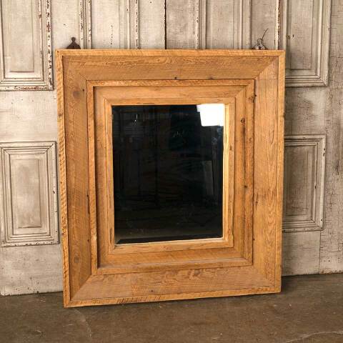 #53986 37x41 Rustic Wood Framed Beveled Mirror image 2