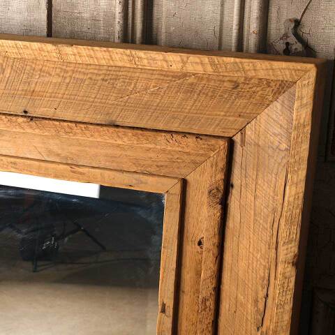 #53986 37x41 Rustic Wood Framed Beveled Mirror image 4