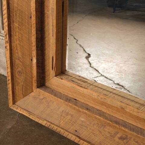 #53986 37x41 Rustic Wood Framed Beveled Mirror image 5