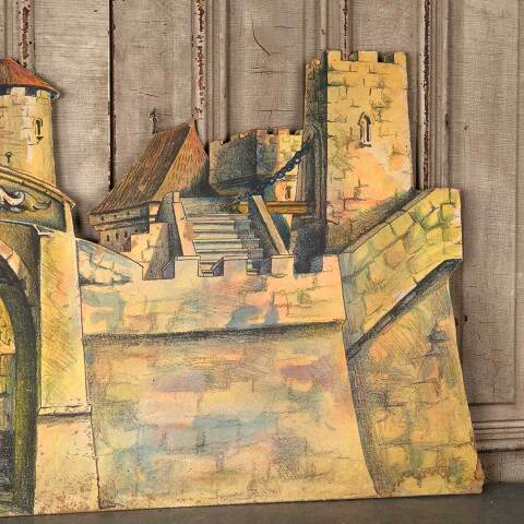 #53996 Antique Painted Castle Scene Stage Prop image 2