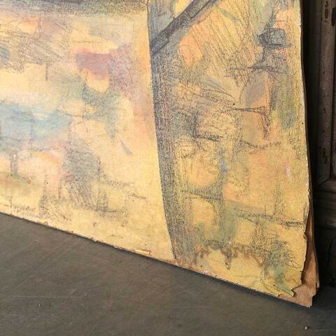 #53996 Antique Painted Castle Scene Stage Prop image 7