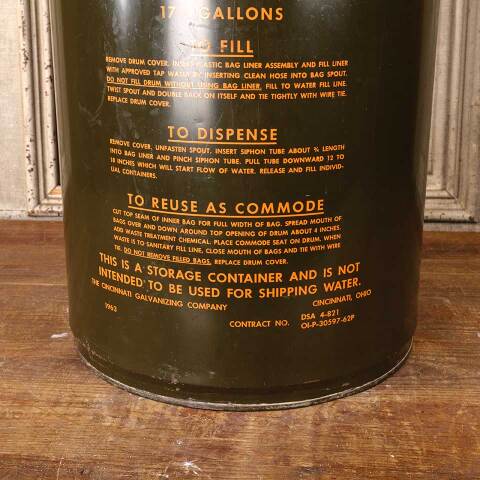 #53998 Antique Dept of Defense Survival Water Barrel image 3