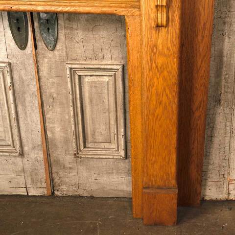 #54026 61x78 Salvaged Antique Oak Fireplace Mantel image 7