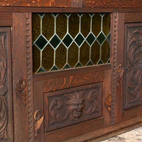 #54039 Antique English Oak Pub Dry Bar & Backbar image 3