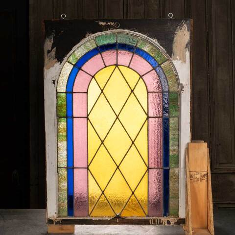 #54073 28x40 Antique Stained Glass Window image 5