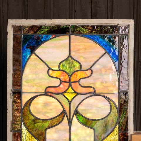 #54082 21x35 Antique Stained Glass Window image 7