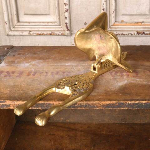 #54085 4x10 Brass Fox Door Knocker Hardware image 5