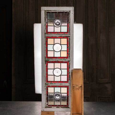 #54123 39x12 Antique Colored Leaded Glass Window image 5