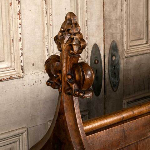 #54126 57x48 Antique Wood Church Pew Bench image 5