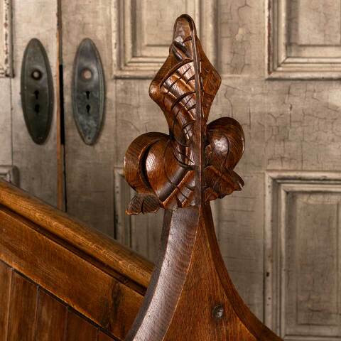 #54126 57x48 Antique Wood Church Pew Bench image 6