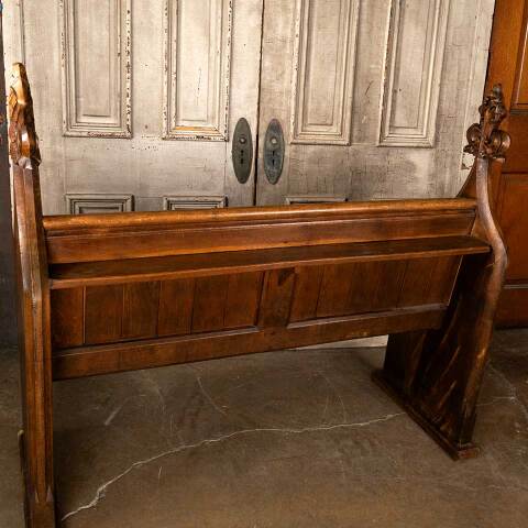 #54126 57x48 Antique Wood Church Pew Bench image 8