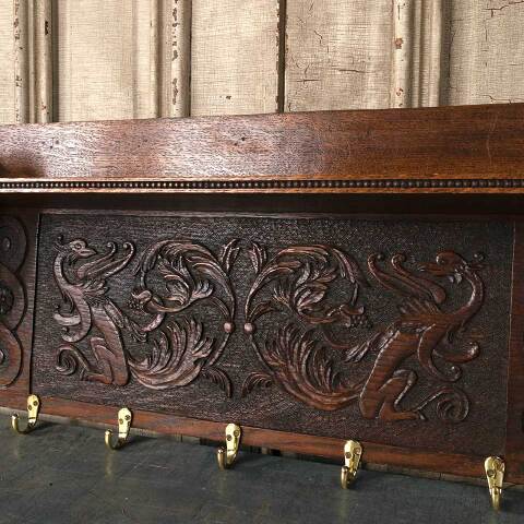 #54127 31x15 Carved Wood Wall Mount Coat Rack image 4