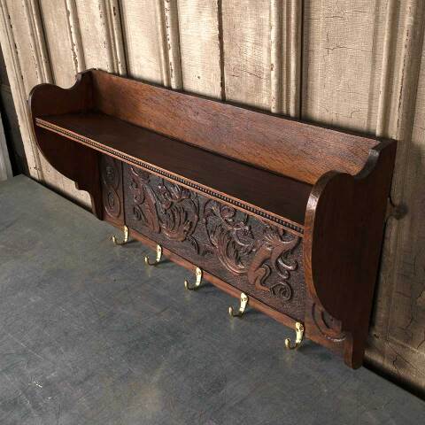 #54127 31x15 Carved Wood Wall Mount Coat Rack image 6