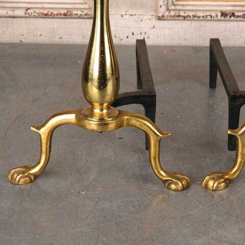#54173 Vintage Brass Fireplace Andirons image 3