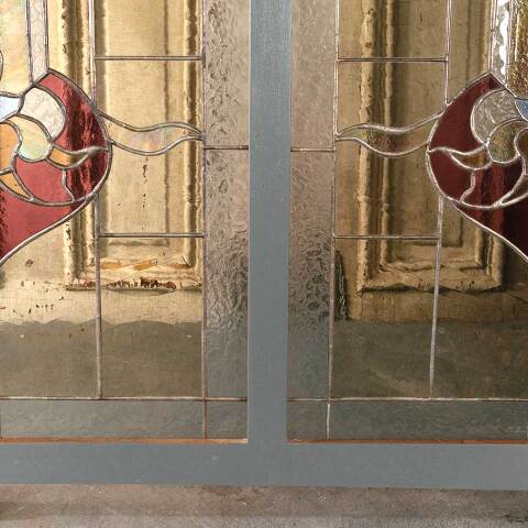 #54344 46x35 Vintage 2 Panel Stained Glass Window image 5