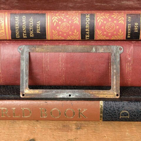 #54364 4x2 Antique Brass Card Catalog Label Holder image 3