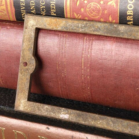 #54366 Antique Cast Iron Card Catalog Label Holder image 3
