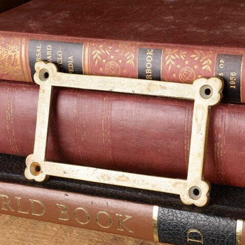 #54368 Antique Cast Brass Card Catalog Label Holder image 2