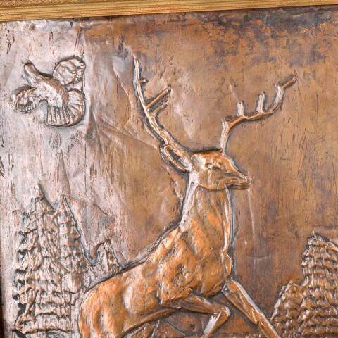 #54388 Antique Hammered Metal Stag Wall Hanging image 3