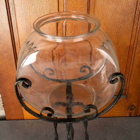 #54594 Antique Fishbowl & Wrought Iron Stand image 8