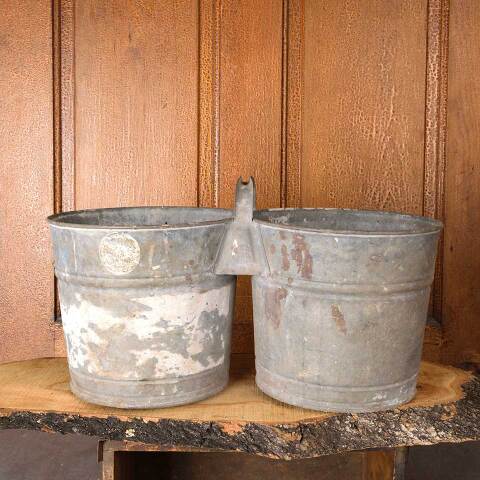 #54628 Antique Galvanized Farmhouse Double Bucket image 4