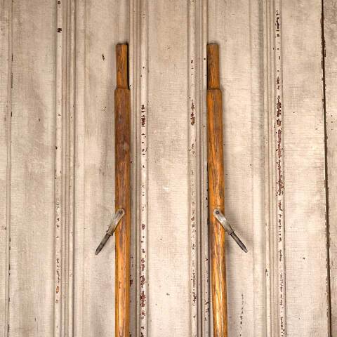 #54630 Antique Wood Rowboat Oars w/ Oar Locks image 3