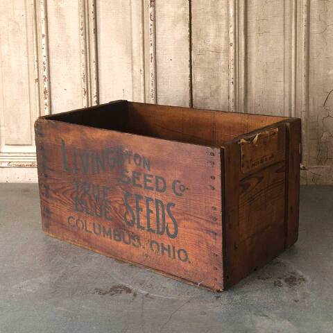 #54632 23x13 Antique Livingston Seed Wood Crate image 7