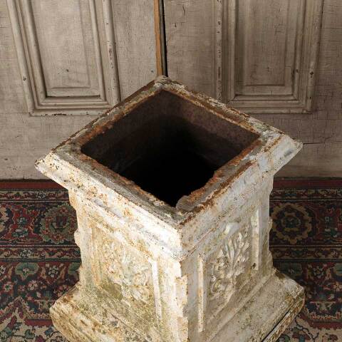 #54643 21" Antique Cast Iron Garden Urn Pedestal image 6